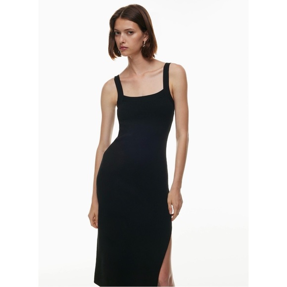NWT Aritzia Babaton Chase Bodycon Knit Black Noir Midi Dress - Picture 2 of 13